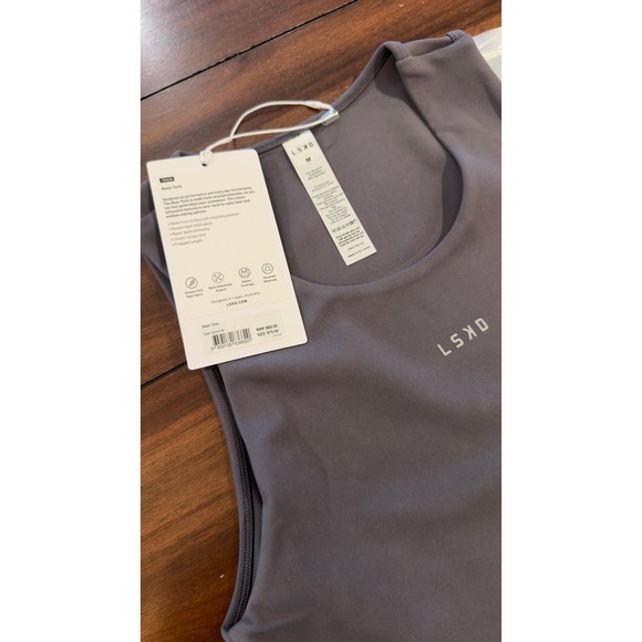 LSKD Base Tank Dark Storm Grey Cropped Racerback Performance Women Medium NEW - Picture 6 of 16